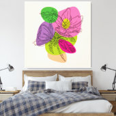 Line Art Hibisken Blume mit hellen Punkten Leinwanddruck (Insitu (Schlafzimmer))