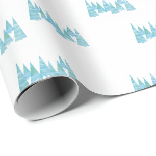 Line Art Holiday Weihnachtsbäume im Schnee Geschenkpapier