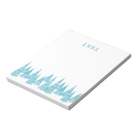 Line Art Holiday Weihnachtsbäume im Schnee Notizblock (Rotiert)