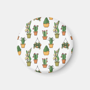 Line Art Houseplant: Vintag nahtlos Magnet