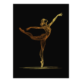 Line Art Illustration einer Ballettweibin Fotodruck