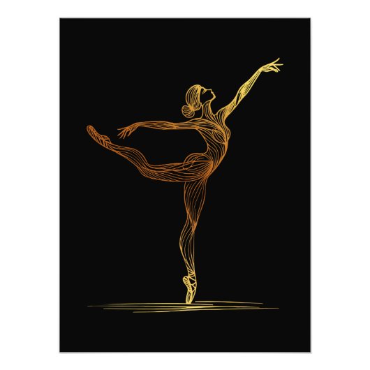 Line Art Illustration einer Ballettweibin Fotodruck (Vorne)