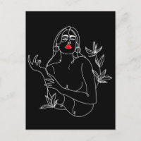 Line Art illustriert. Frau in Schwarz-Weiß