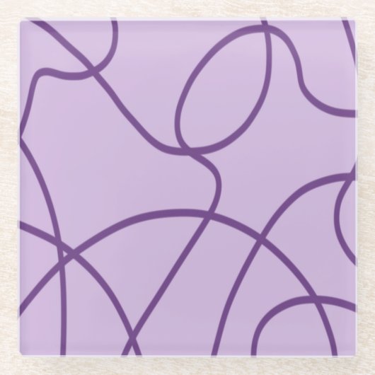 Line Art in Lila Glasuntersetzer (Vorderseite)