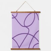 Line Art in Lila Wandteppich Mit Holzrahmen (Vorderseite)