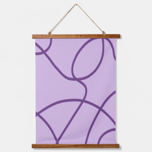 Line Art in Lila Wandteppich Mit Holzrahmen (Vorderseite)