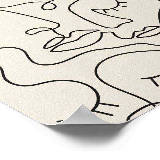 Line Art Many Faces Poster (Ecke)