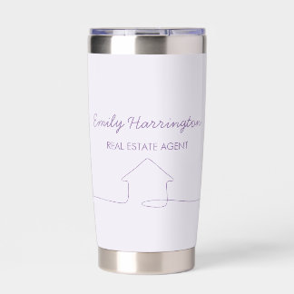 Line Art Mauve Real Estate Agent Thermobecher