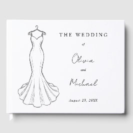 Line Art Minimalistische Hochzeitskleid Gästebuch