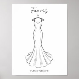 Line Art Minimalistische Hochzeitskleid Geschenke  Poster