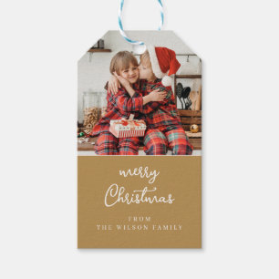 Line art mistletoe gold & weiß Weihnachten Wappen Geschenkanhänger