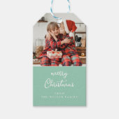 Line art mistletoe mint & white Christmas Wappen Geschenkanhänger (Vorderseite)