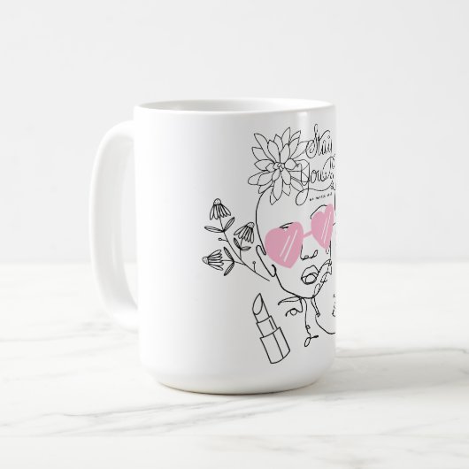 Line Art mit Quotes-Tasse Kaffeetasse (Vorderseite Links)