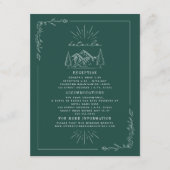 Line Art Mountains Aquamarine Hochzeiten Details Begleitkarte (Vorderseite)