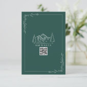 Line Art Mountains Emerald QR Code Wedding RSVP (Stehend Vorderseite)
