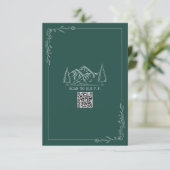 Line Art Mountains Emerald QR Code Wedding RSVP Karte (Stehend Vorderseite)