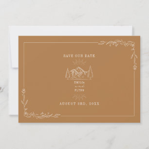 Line Art Mountains Hochzeit Goldenrod Save the Dat Save The Date