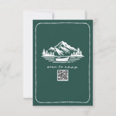 Line Art Mountains Kanu QR Code Hochzeit RSVP (Vorderseite)