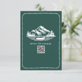 Line Art Mountains Kanu QR Code Hochzeit RSVP (Stehend Vorderseite)
