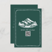 Line Art Mountains Kanu QR Code Hochzeit RSVP (Vorne/Hinten)