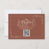 Line Art Mountains Terracotta QR Code Wedding RSVP (Vorderseite)