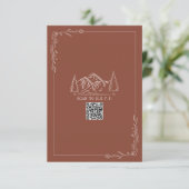 Line Art Mountains Terracotta QR Code Wedding RSVP Karte (Stehend Vorderseite)