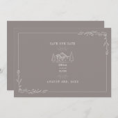 Line Art Mountains Wedding Amethyst Save The Date (Vorne/Hinten)