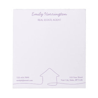 Line Art Notepad Mauve Real Estate Agent Notizblock
