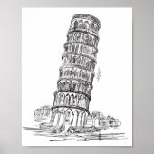 Line art of Pisa Tower , Italien Art Poster (Vorne)