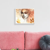 Line Art of Woman's Face 2 Stretched Canvas Print Leinwanddruck (Insitu (Wohnzimmer))