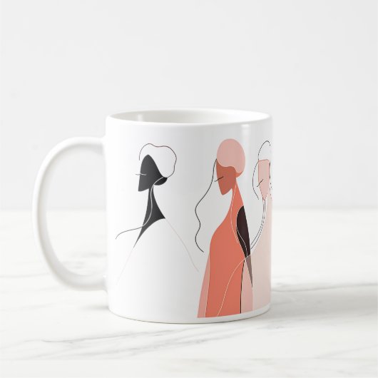 Line Art of Women Kaffeetasse (Links)