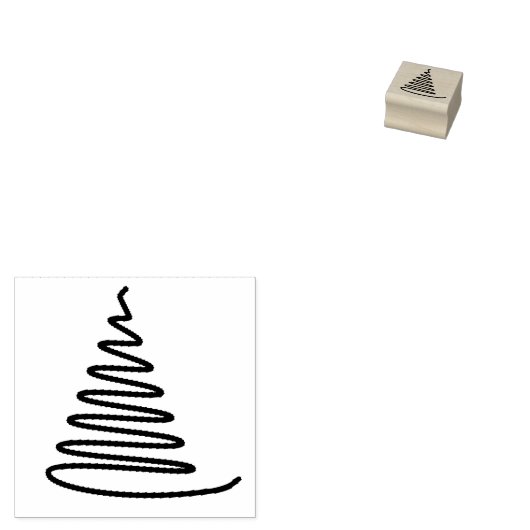 Line Art Pine Fir Spruce Conifer Tree Gummistempel (Stempel)