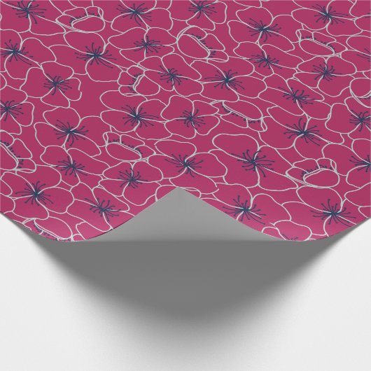 Line Art Poppies in Deep Crimson Geschenkpapier (Ecke)