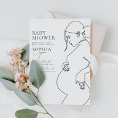 Line Art Pregnancy Einfache Minimal Baby Dusche Einladung