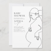 Line Art Pregnancy Einfache Minimal Baby Dusche Einladung (Vorderseite)