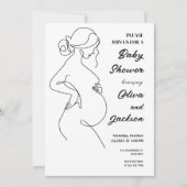 Line Art Pregnancy Minimalistisch Baby Dusche Einladung (Vorderseite)