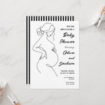 Line Art Pregnancy Minimalistisch Baby Dusche