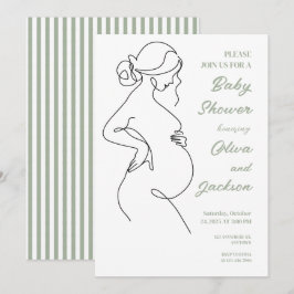 Line Art Pregnancy Minimalistisch Baby Dusche Einladung