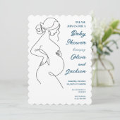 Line Art Pregnancy Minimalistisch Baby Dusche Einladung (Stehend Vorderseite)