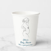Line Art Pregnancy Minimalistisch Baby Dusche Pappbecher (Rückseite)