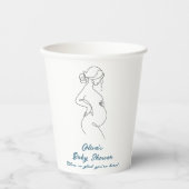 Line Art Pregnancy Minimalistisch Baby Dusche Pappbecher (Vorderseite)