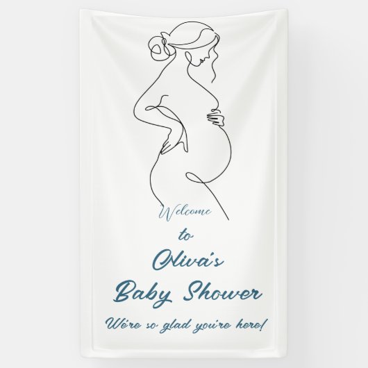 Line Art Pregnancy Minimalistisch Baby Showbanner Banner (Vertikal)