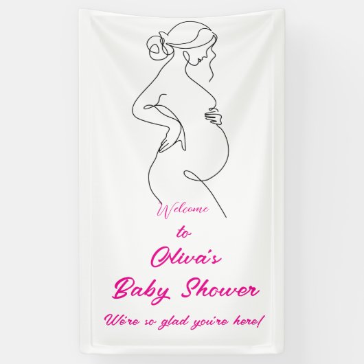 Line Art Pregnancy Minimalistisch Baby Showbanner Banner (Vertikal)