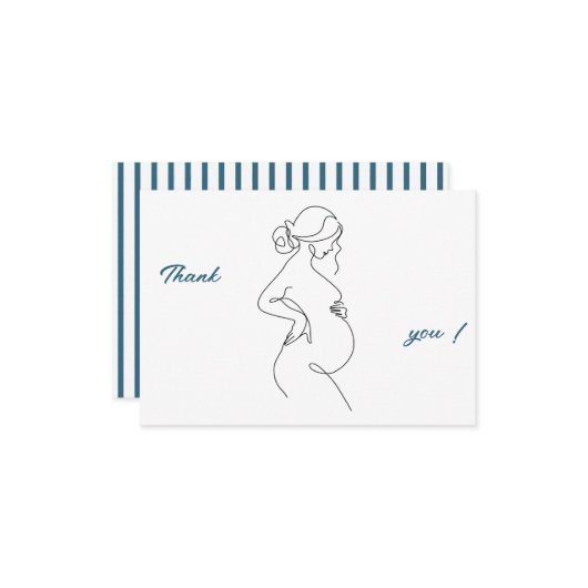 Line Art Pregnancy Minimalistisch Vielen Dank Flat Dankeskarte (Vorderseite/Rückseite Beispiel)
