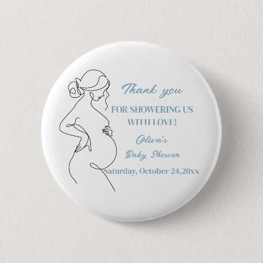 Line Art Pregnancy Silhouette Baby Showbutton Button (Vorderseite)