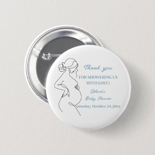 Line Art Pregnancy Silhouette Baby Showbutton Button (Vorne & Hinten)