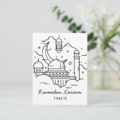 Line Art Ramadan Kareem - EID Mubarak Postcard Einladungspostkarte (Stehend Vorderseite)