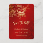 Line Art Red Chinese Wedding Save the Date Card Begleitkarte (Vorderseite)