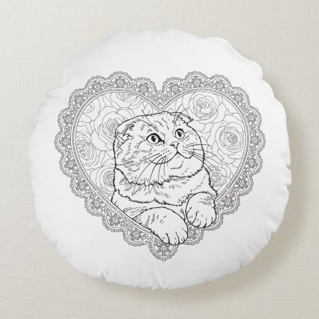 Line Art Ritual Collection  - Rundes Kissen (Vorderseite)