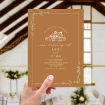 Line Art Rustic Barn Goldenrod Hochzeit